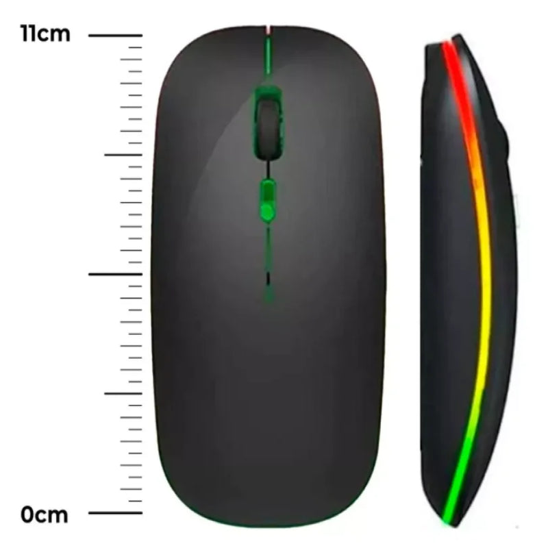 SilentGlide RGB - Mouse Sem Fio Recarregável com Click Silencioso e Iluminação LED RGB"